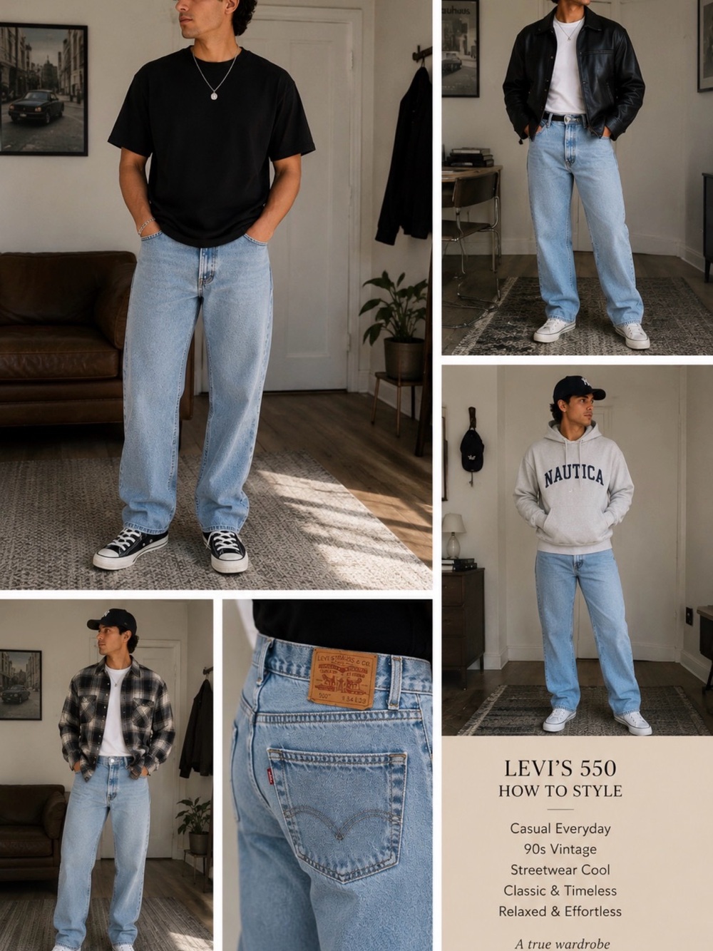 90s Y2K Skater StyleVintage Streetwear Levi's Light Blue 550 Relaxed Fit Jeans